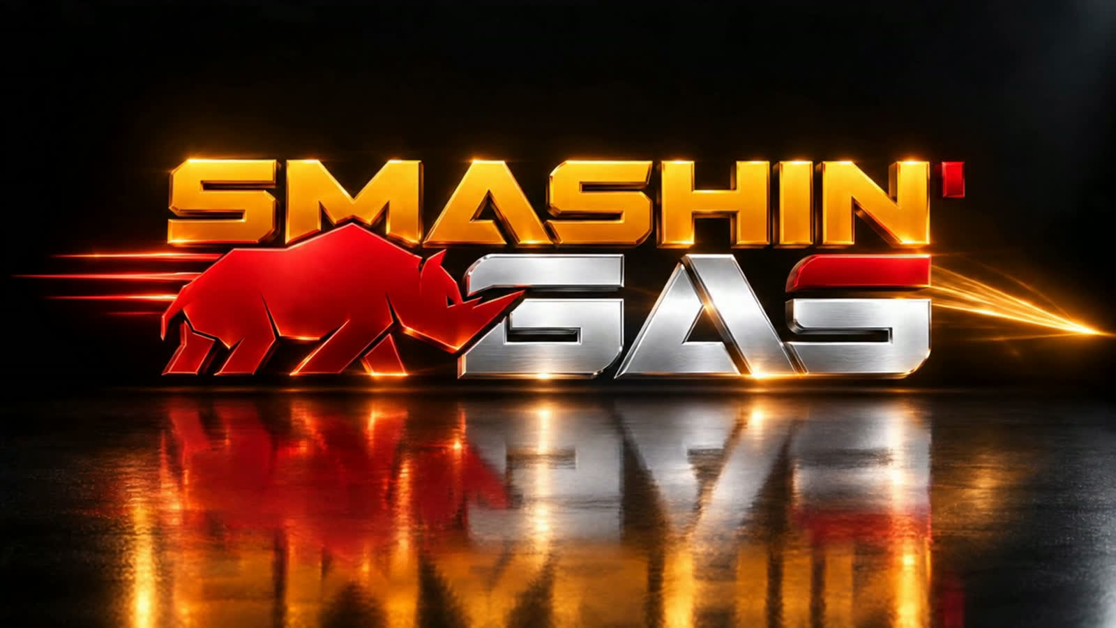 The SmashinGas logo on a dark stage